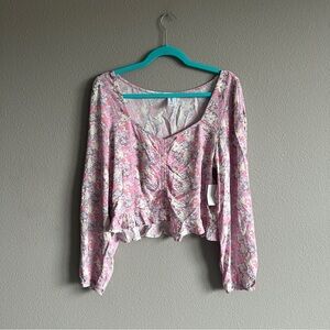 NWT Nordstrom Abound Pink Floral Long Sleeve Top XL